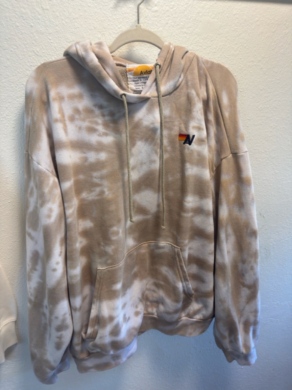 Aviator Nation Beige & White Tie-Dye Hoodie